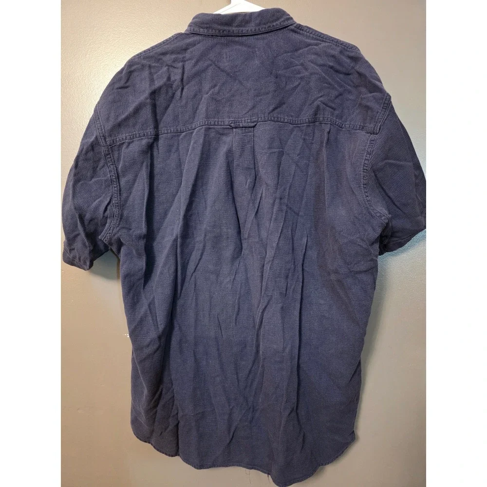Chaps Ralph Lauren Mens XL Navy Blue Short Sleeve Button Down Crest Logo Shirt